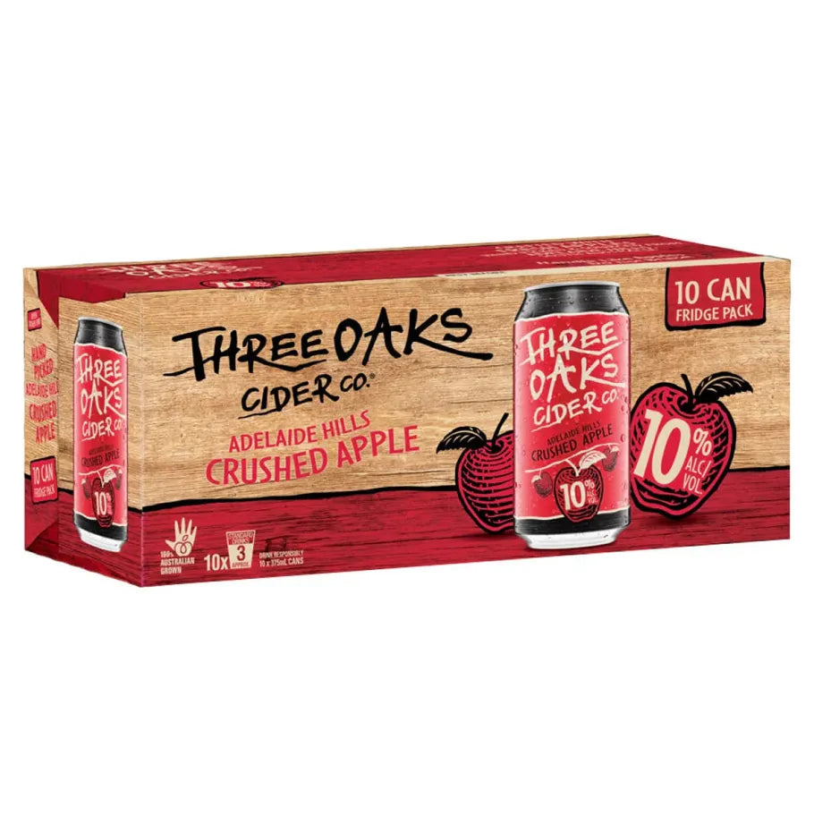 Three Oaks Crushed Apple Cider 10% 10 Pack Can 375mL