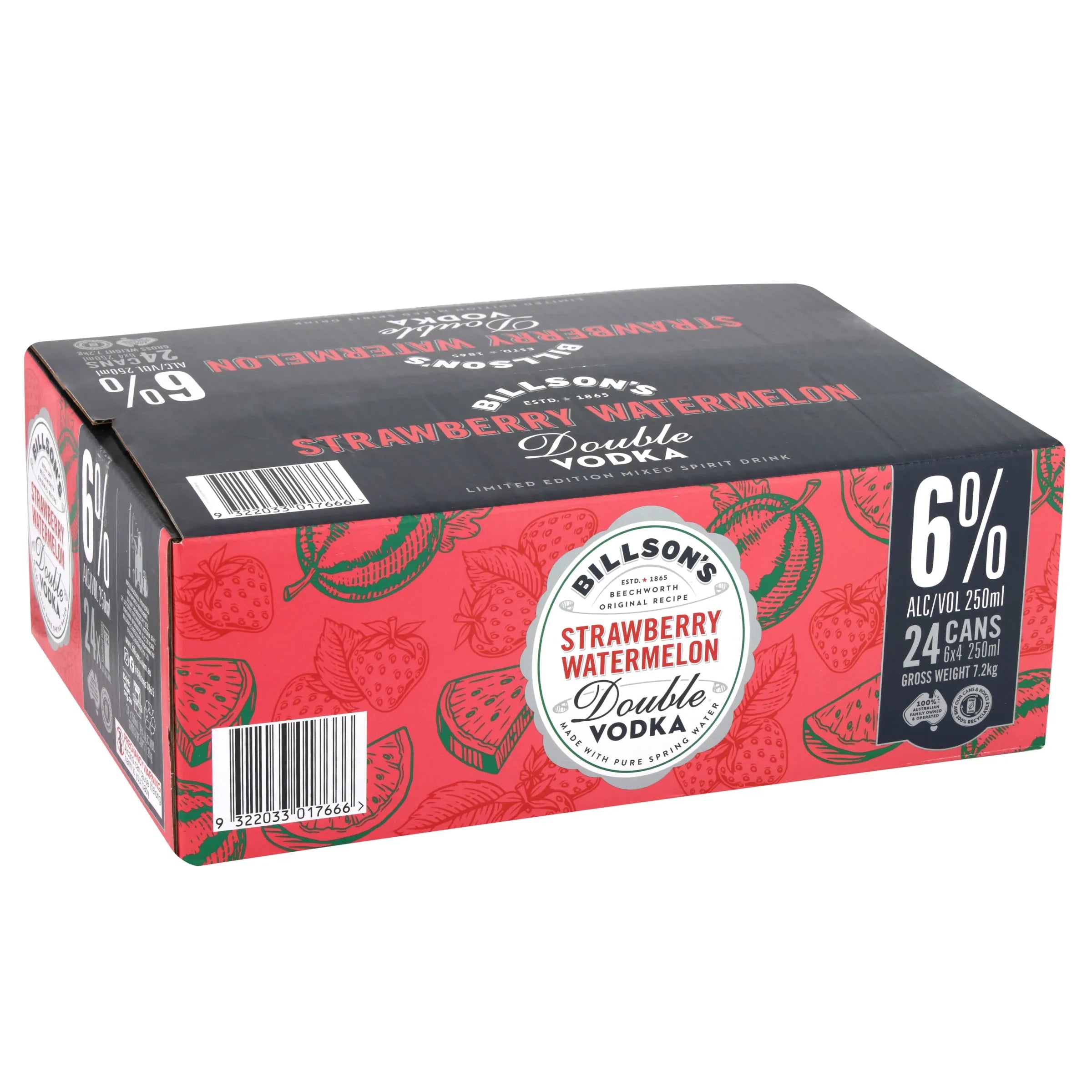 Billson's Vodka Strawberry & Watermelon 6% Can 250mL - Harry's Liquor