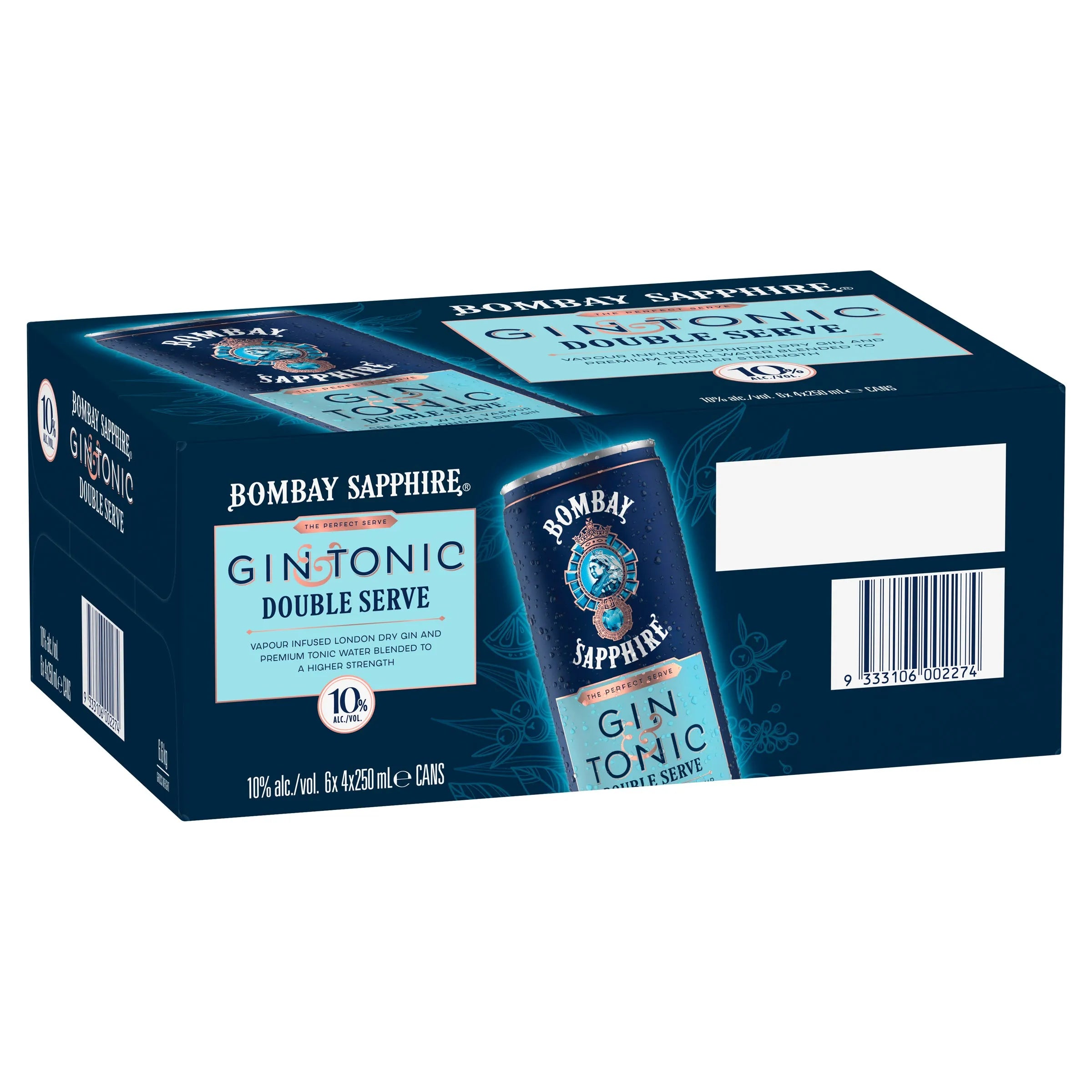 Bombay Sapphire Gin & Tonic Double Serve 10% Can 250mL