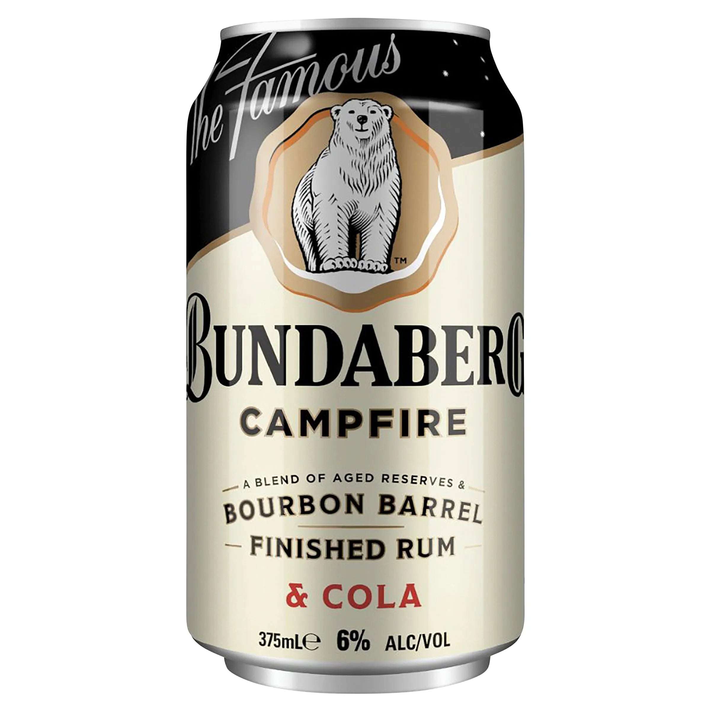 Bundaberg Campfire Bourbon Barrel Rum & Cola 6% Can 375mL - Harry's Liquor