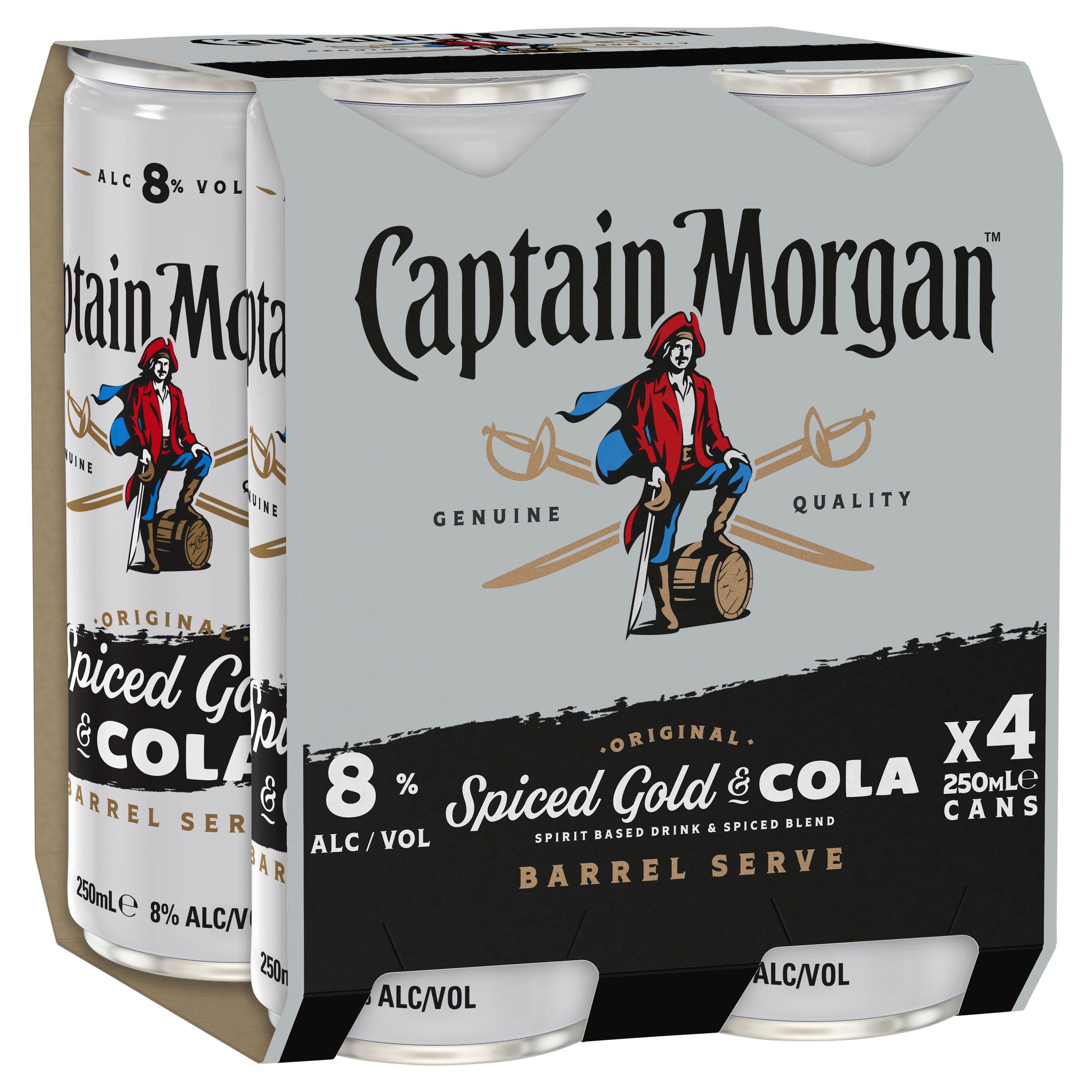 Captain Morgan & Cola Barrel Serve 8% Can 250mL - Harry's Liquor