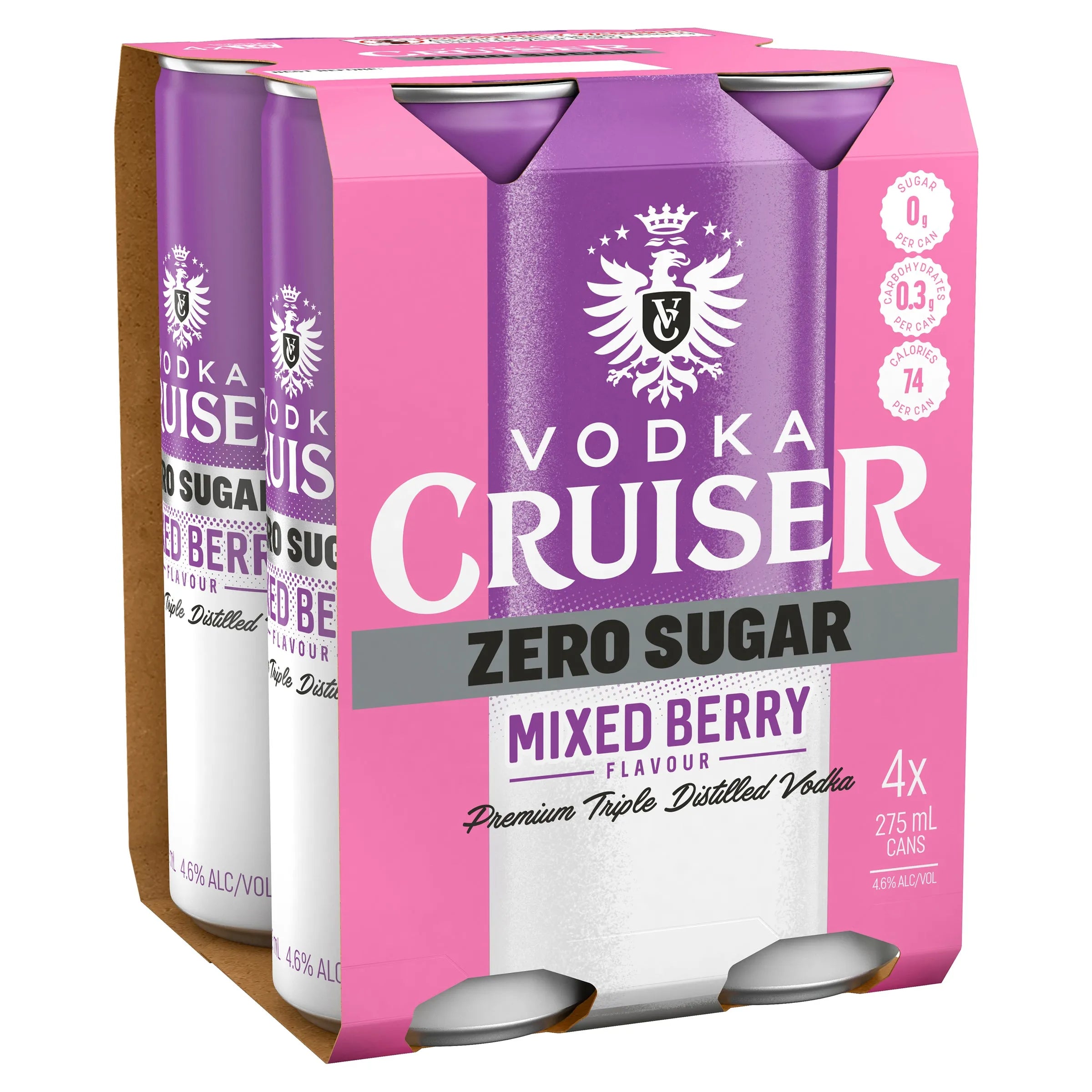 Vodka Cruiser Zero Sugar Mixed Berry Can 275mL