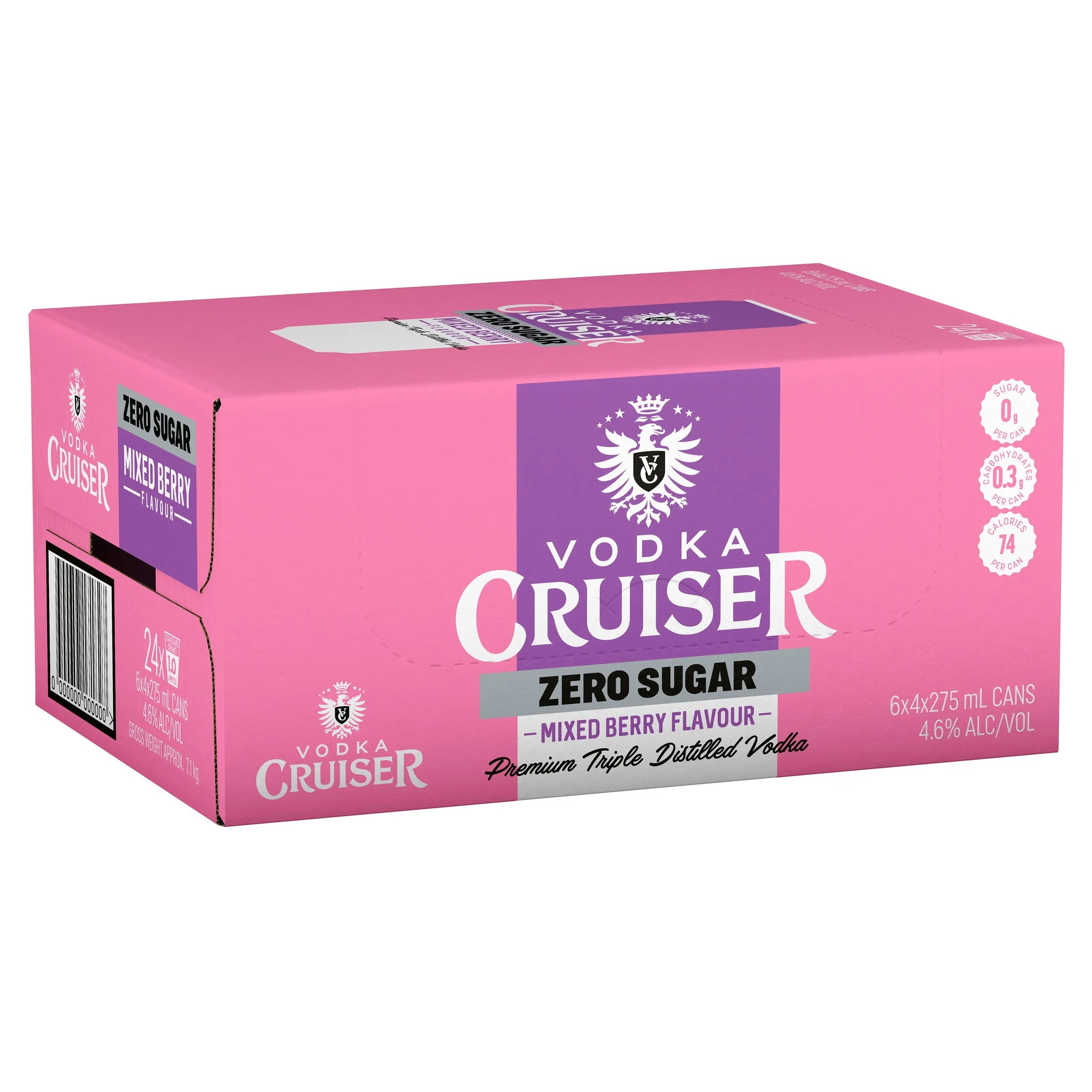 Vodka Cruiser Zero Sugar Mixed Berry Can 275mL