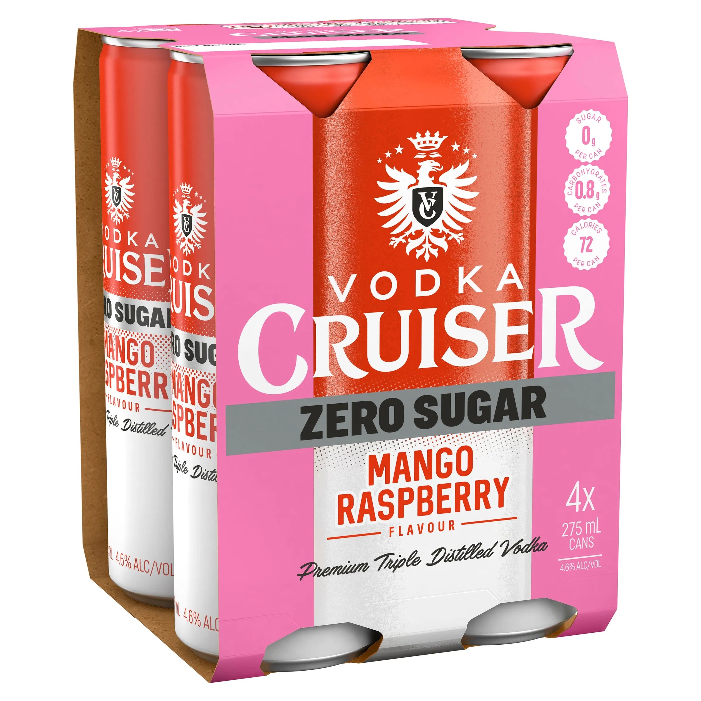 Vodka Cruiser Zero Sugar Mango & Raspberry Can 275mL