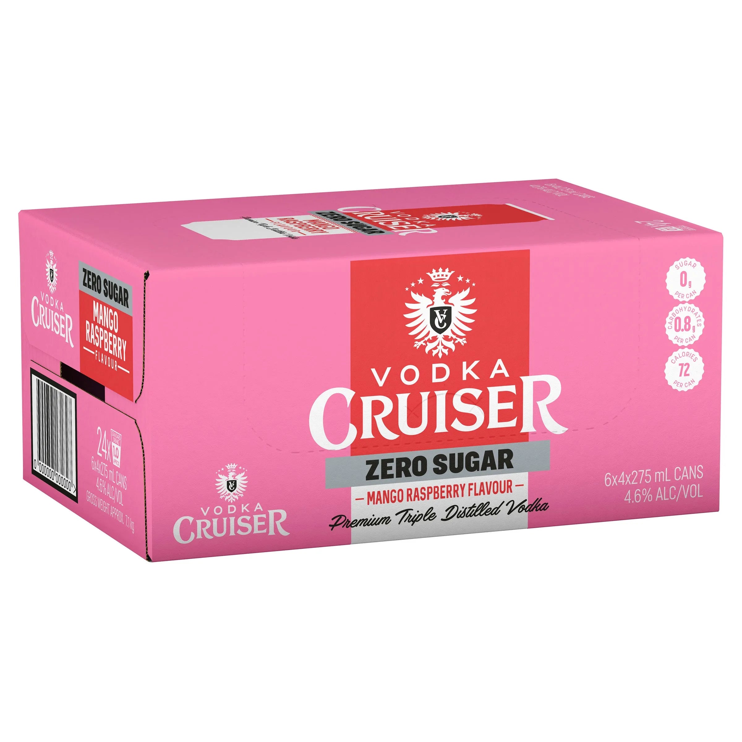 Vodka Cruiser Zero Sugar Mango & Raspberry Can 275mL