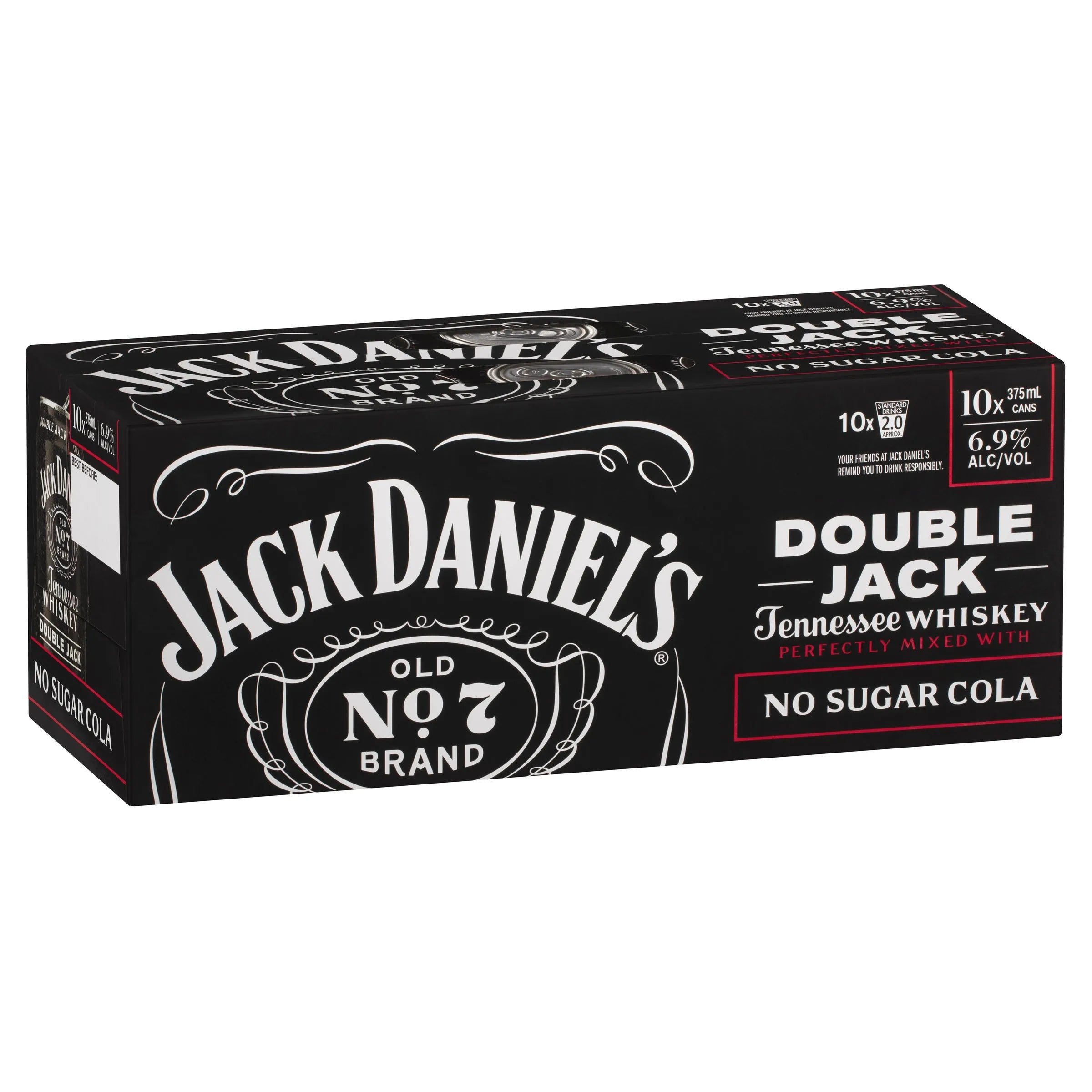 Jack Daniel's Tennessee Whiskey Double Jack & No Sugar Cola 10 Pack Can 375mL - Harry's Liquor