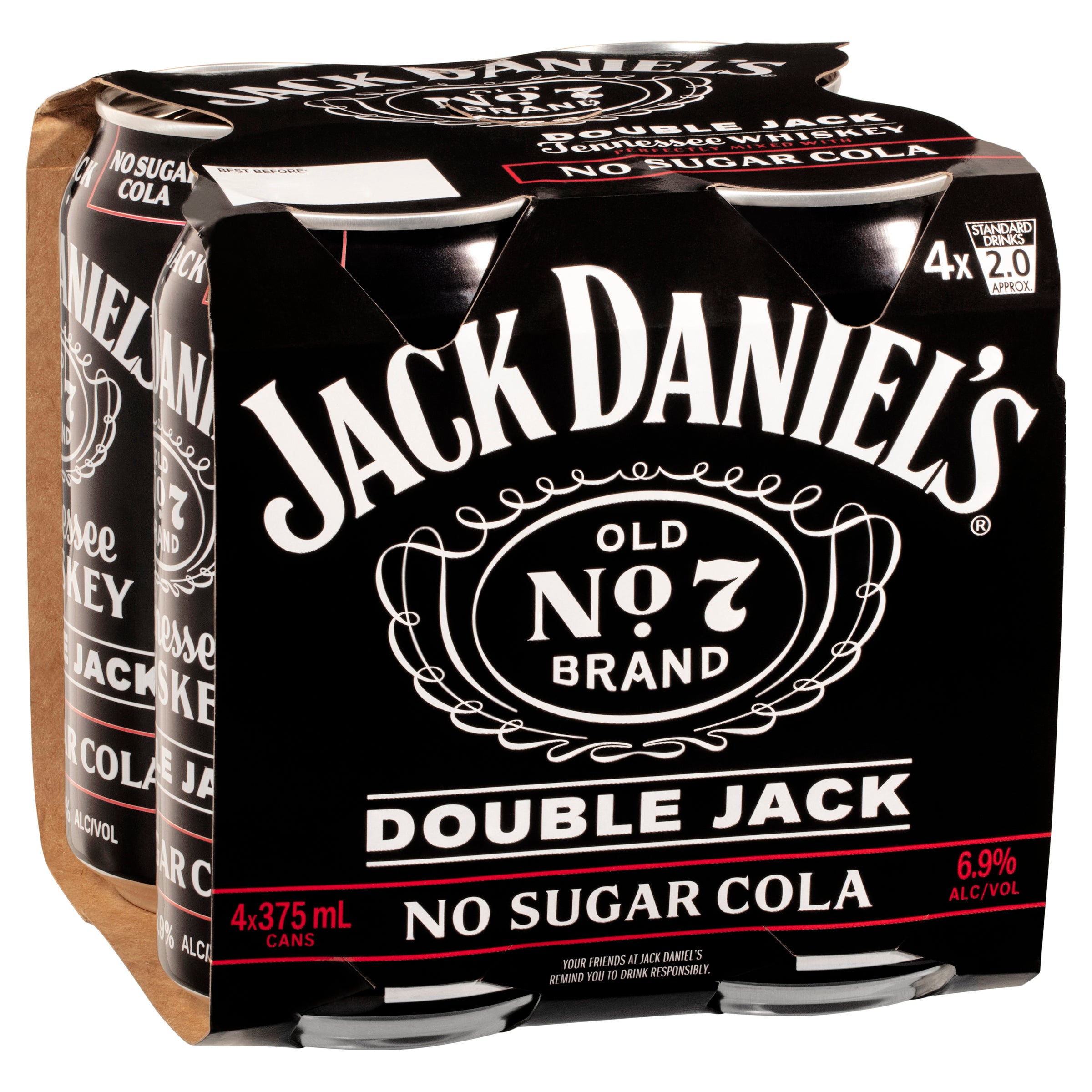 Jack Daniel's Tennessee Whiskey Double Jack & No Sugar Cola Can 375mL - Harry's Liquor