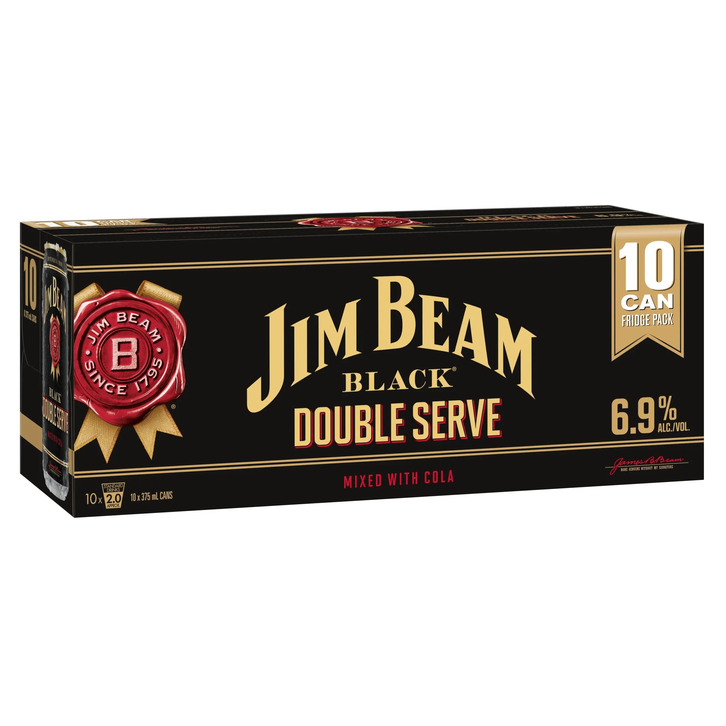 Jim Beam Black Double Serve & Cola 10 Pack Can 375mL - Harry's Liquor