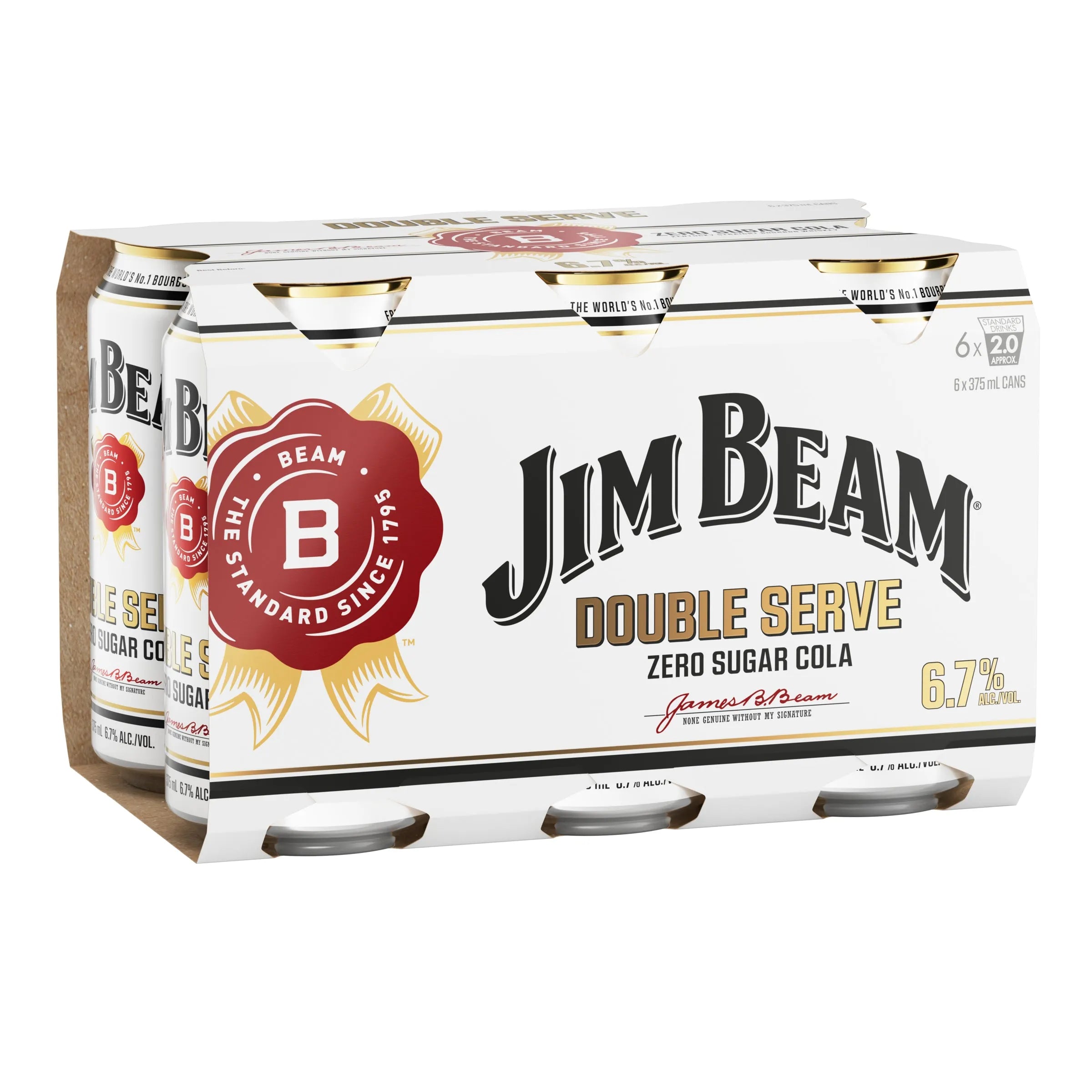 Jim Beam Double Serve & Zero Sugar Cola Can 375mL - Harry's Liquor