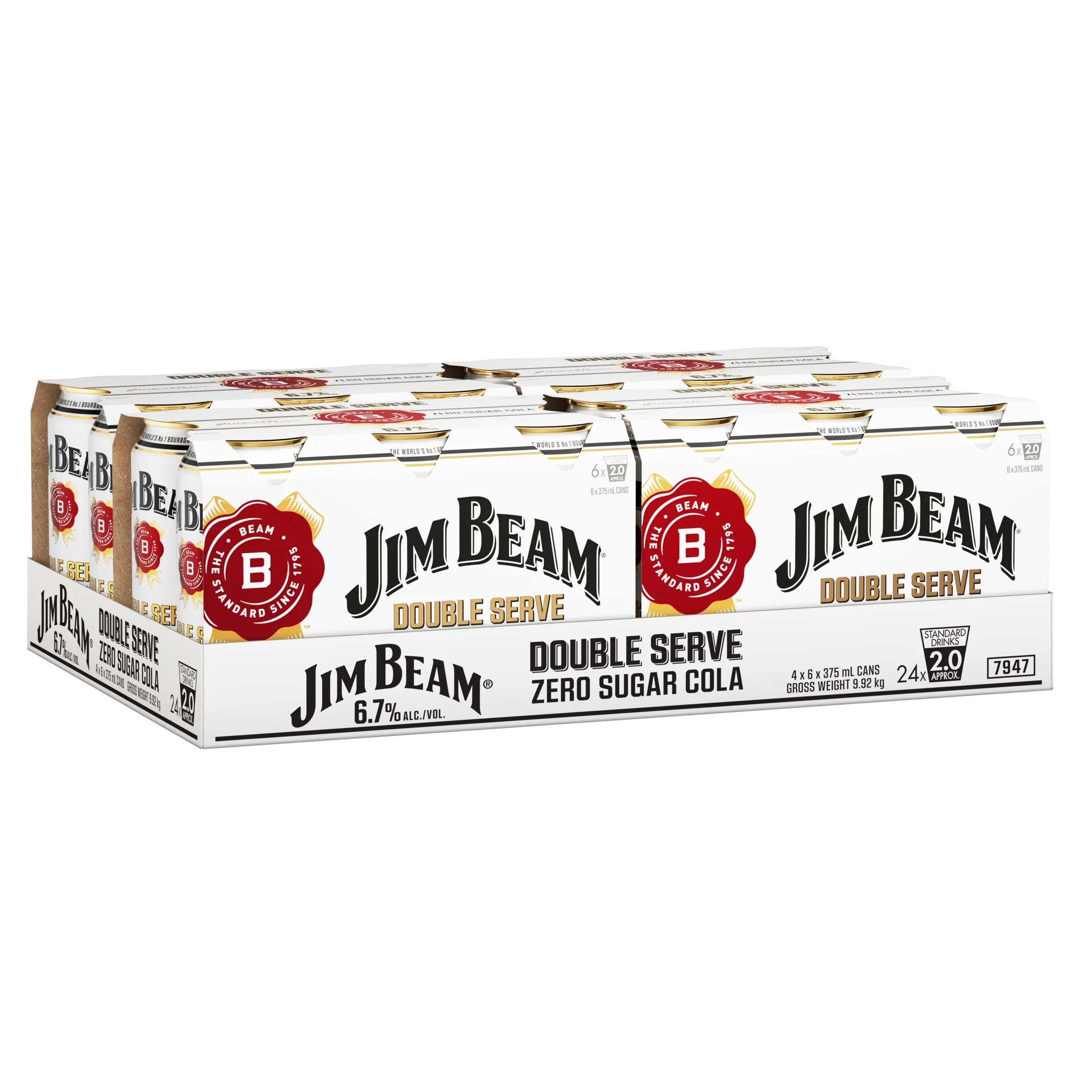 Jim Beam Double Serve & Zero Sugar Cola Can 375mL - Harry's Liquor