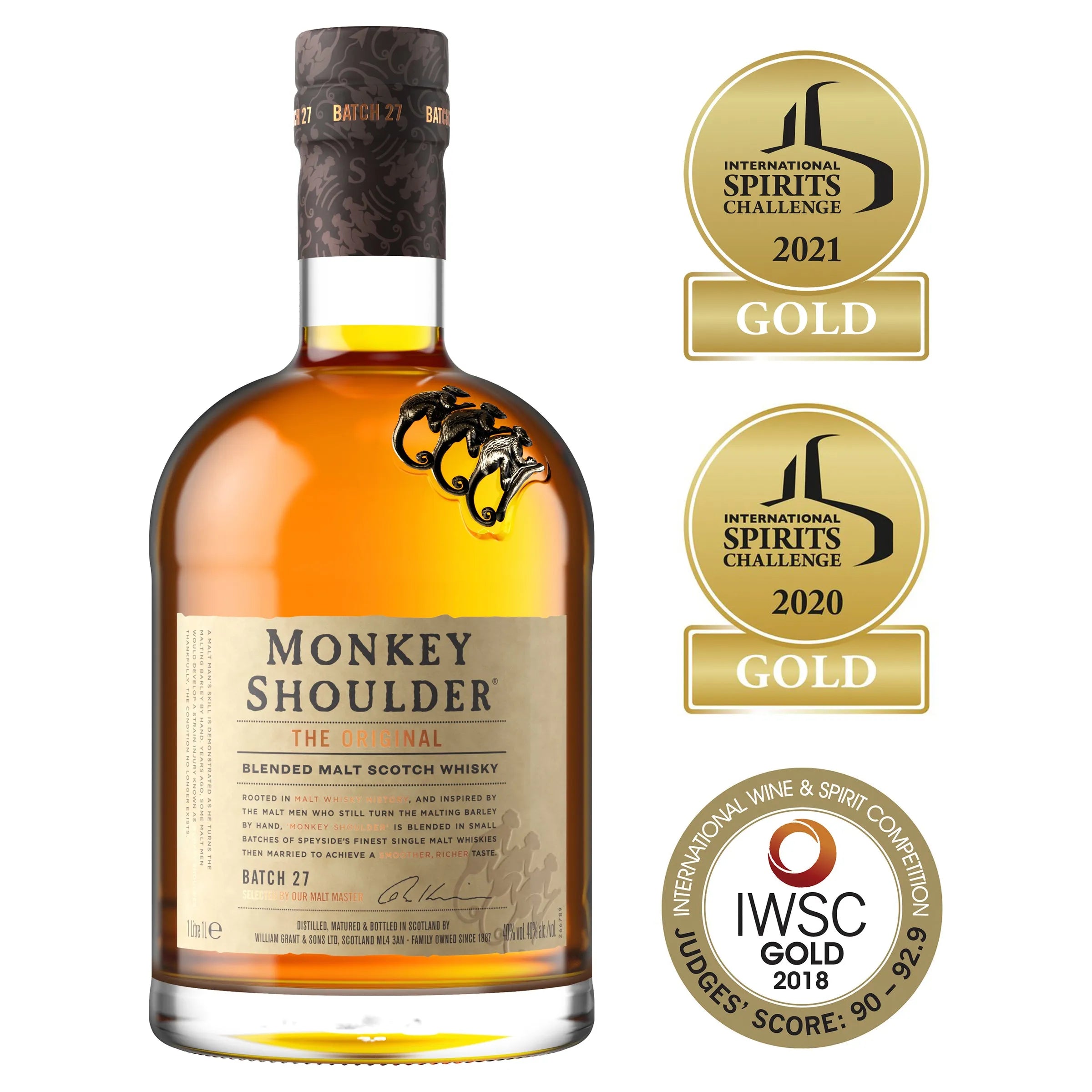 Monkey Shoulder Blended Malt Scotch Whisky 1L - Harry's Liquor