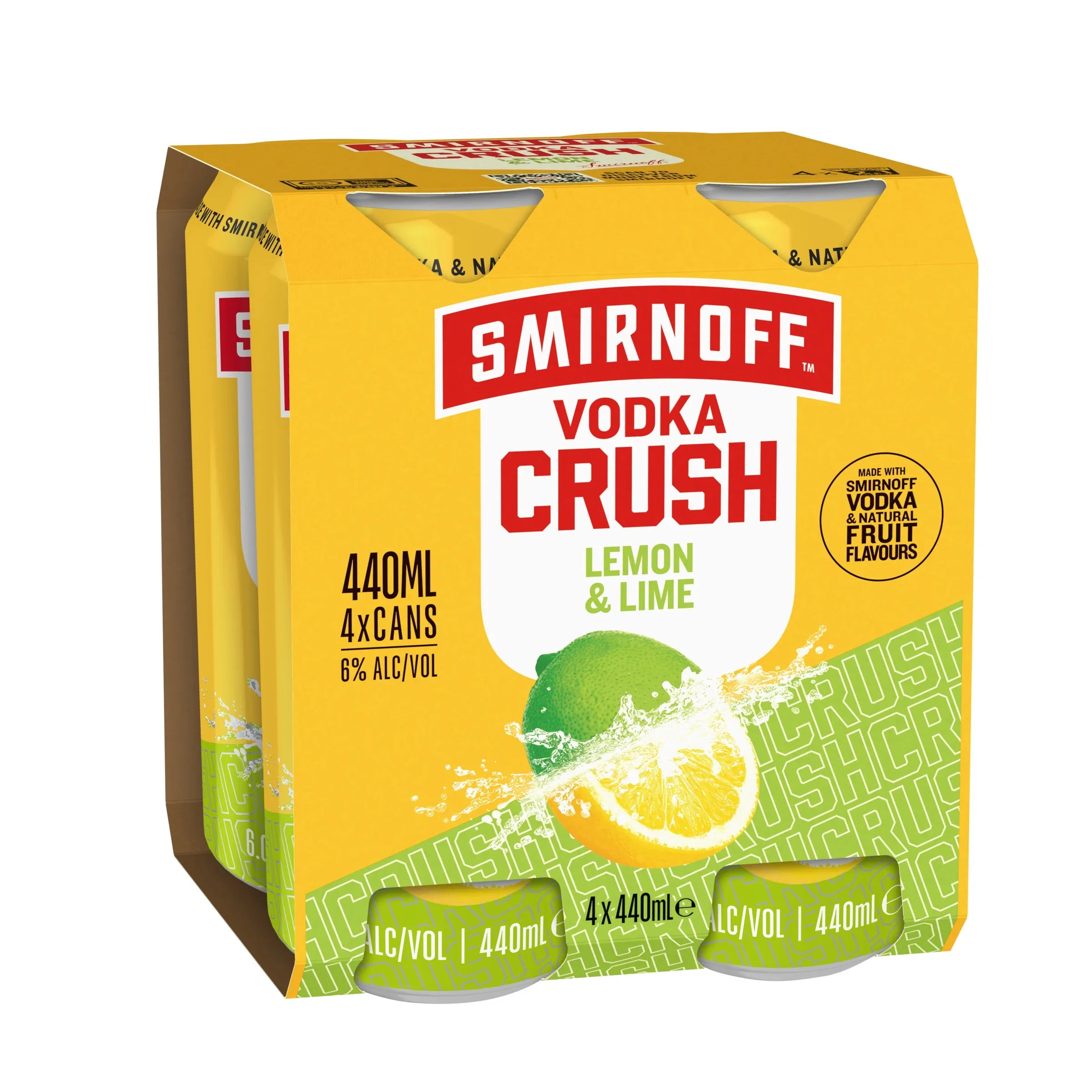 Smirnoff Vodka Crush Lemon & Lime 6% Can 440mL