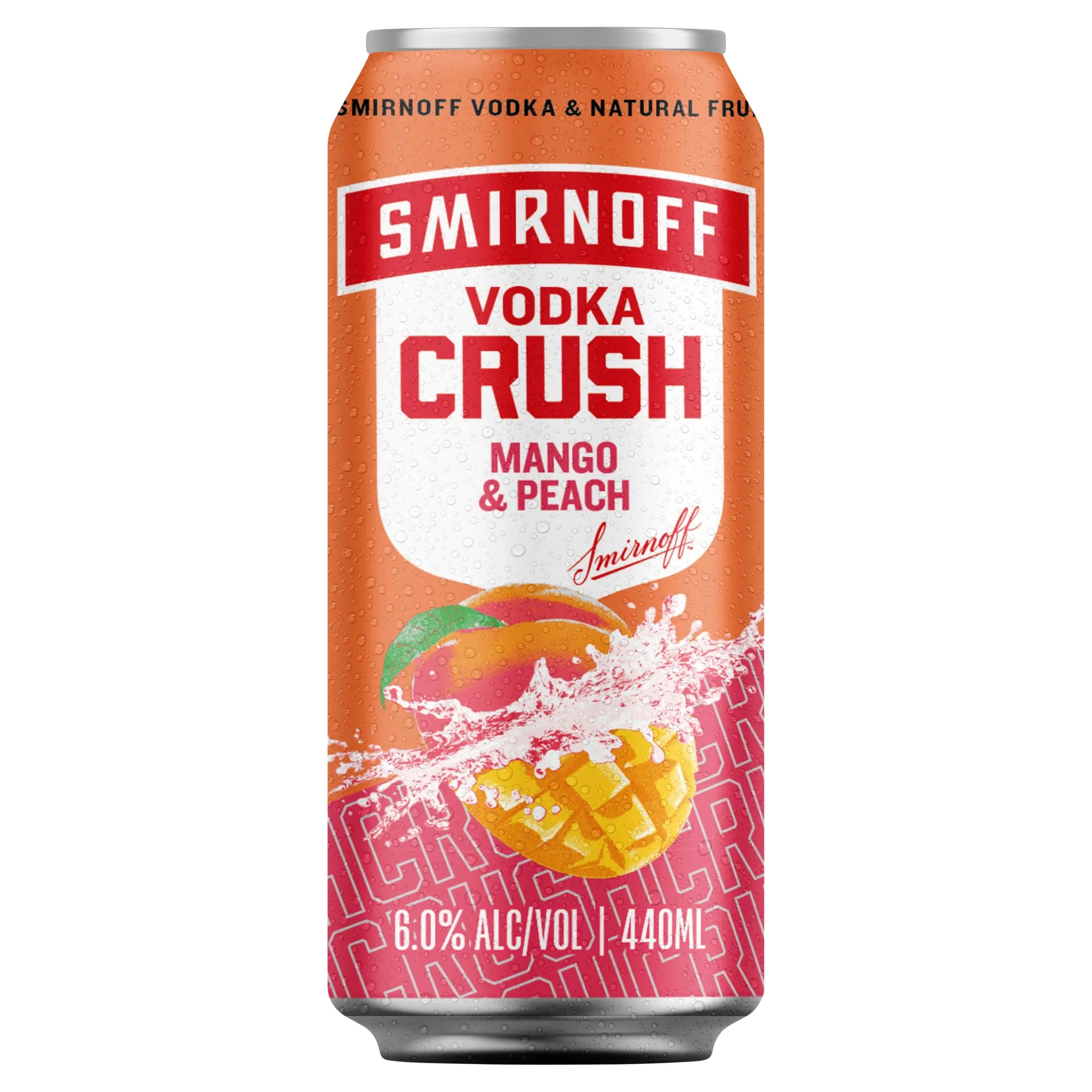 Smirnoff Vodka Crush Mango & Peach 6% Can 440mL