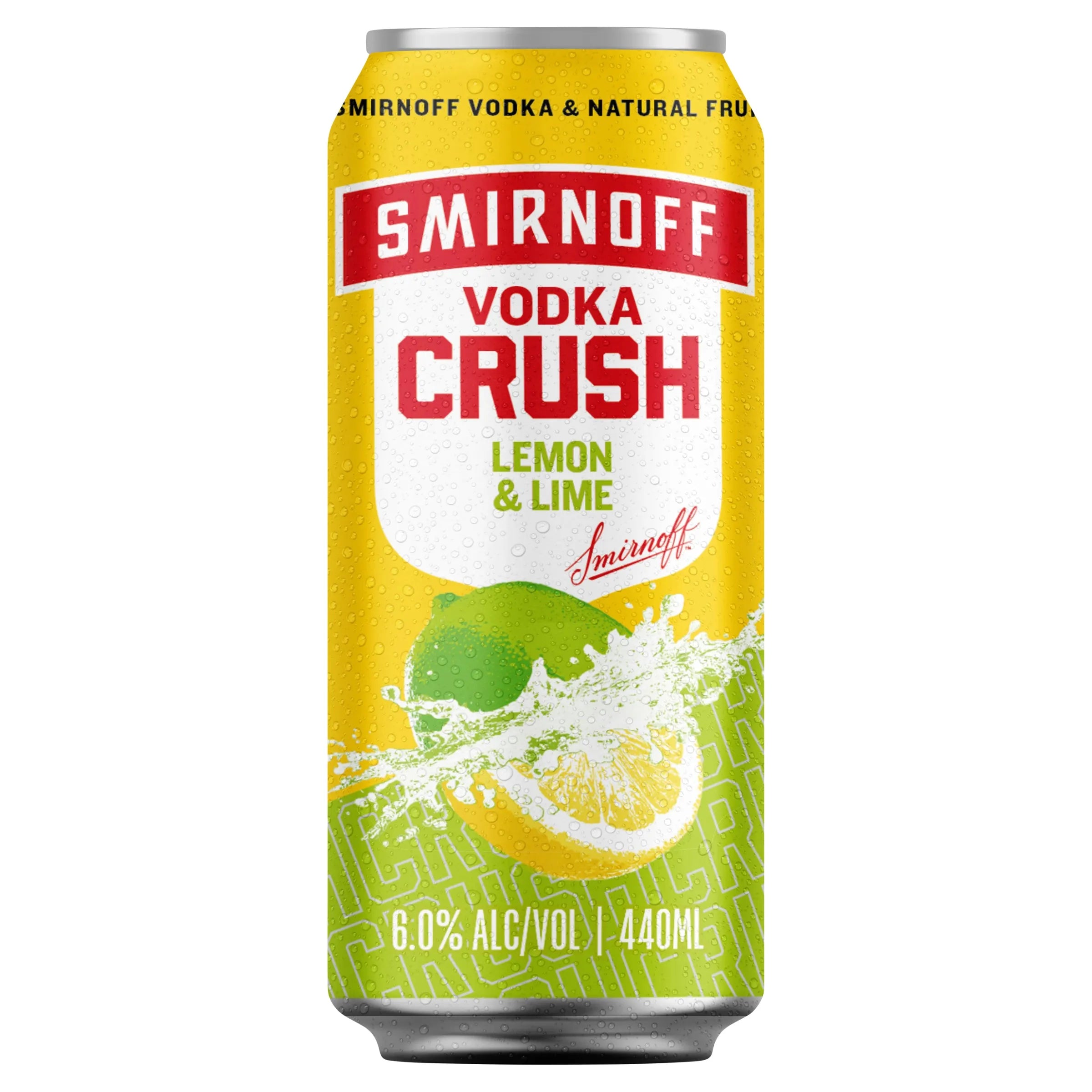 Smirnoff Vodka Crush Lemon & Lime 6% Can 440mL