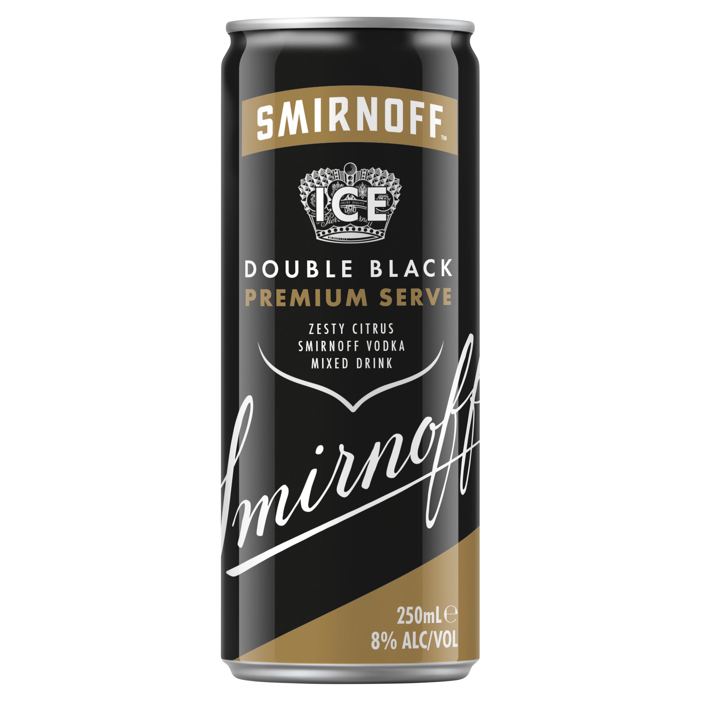 Smirnoff Ice Double Black Premium Serve 8% Can 250mL - Harry's Liquor