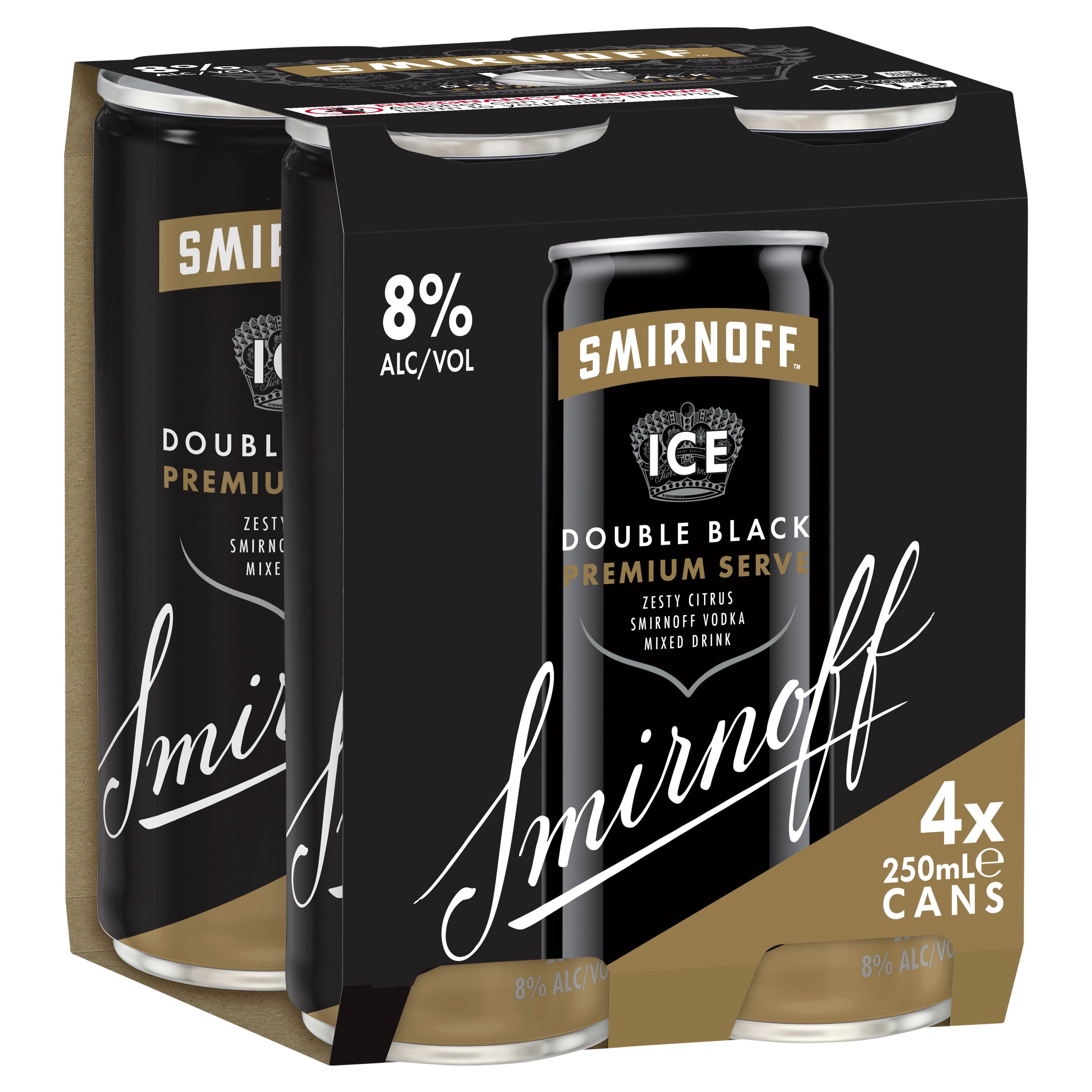 Smirnoff Ice Double Black Premium Serve 8% Can 250mL - Harry's Liquor