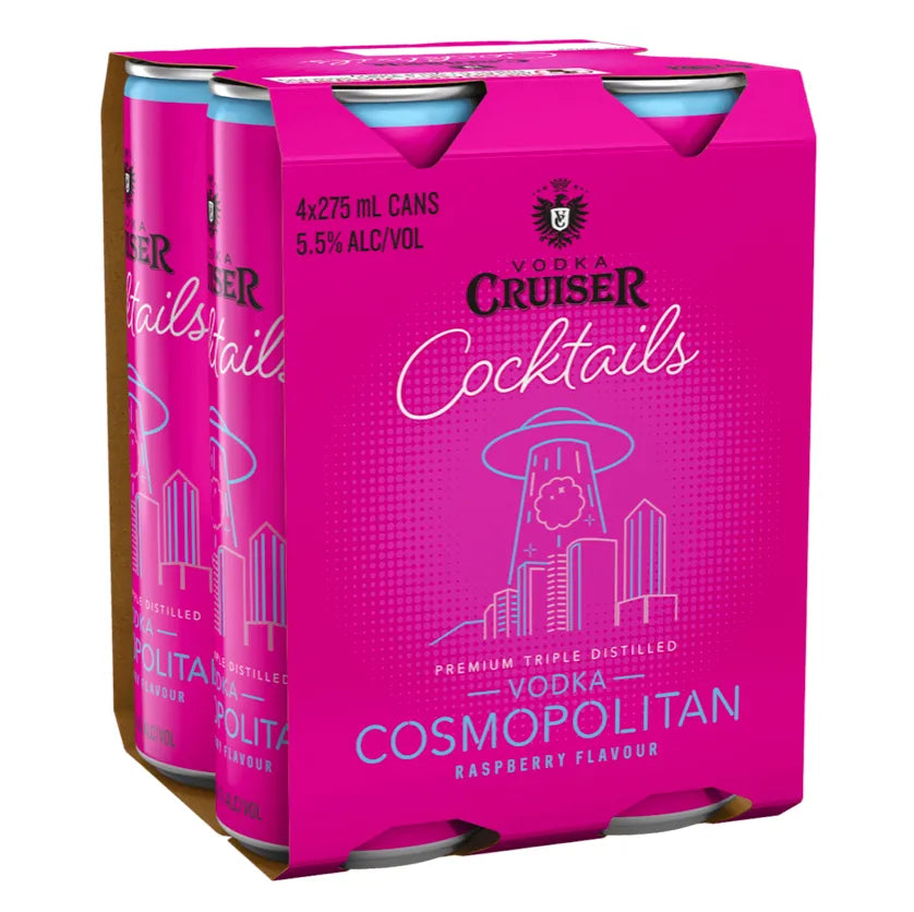 Vodka Cruiser Cocktails Raspberry Cosmopolitan Can 275mL - Harry's Liquor