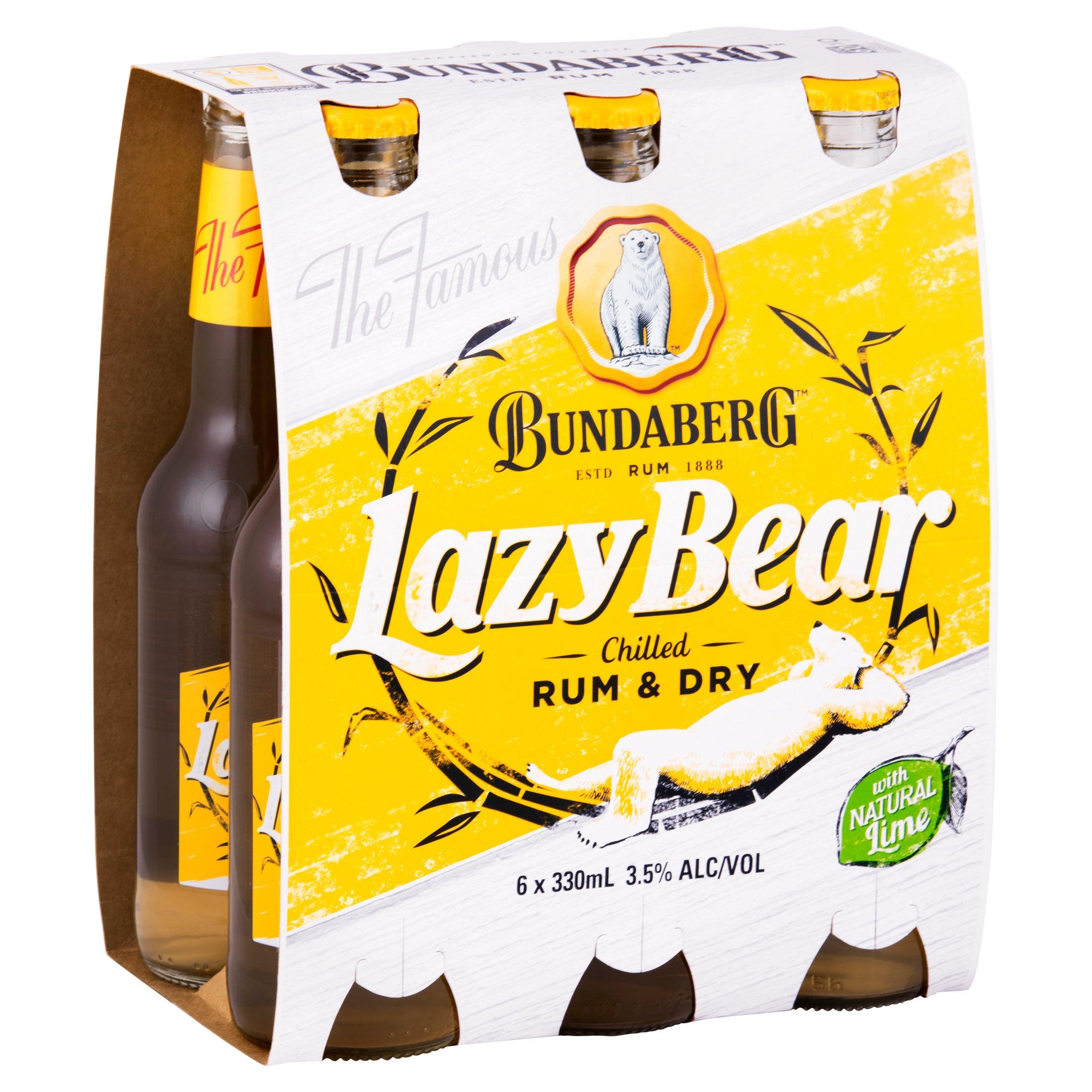 Bundaberg Lazy Bear Rum & Dry With Lime Bottle 330mL - Harry's Liquor