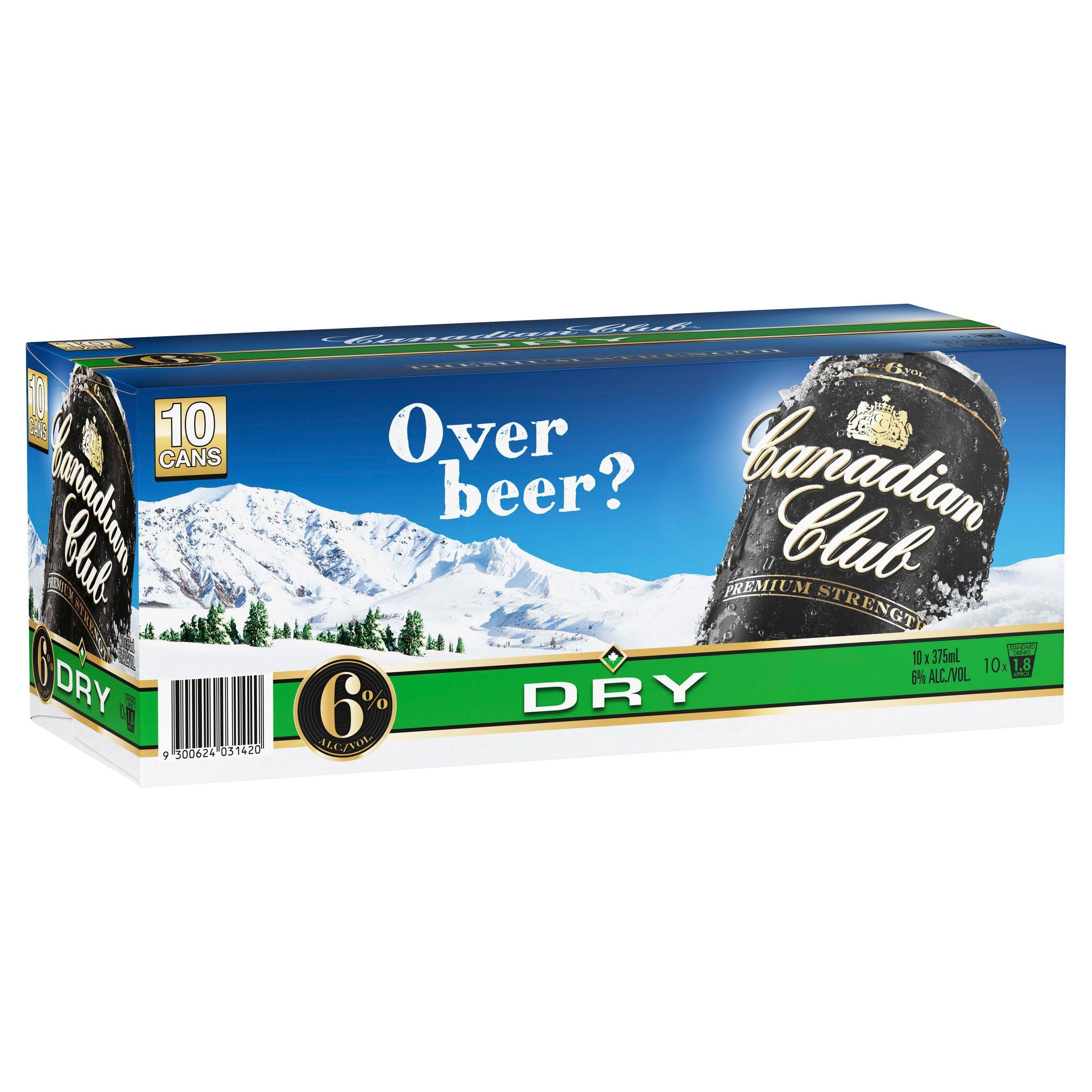 Canadian Club Premium Whisky & Dry 6% 10 Pack Can 375mL - Harry's Liquor