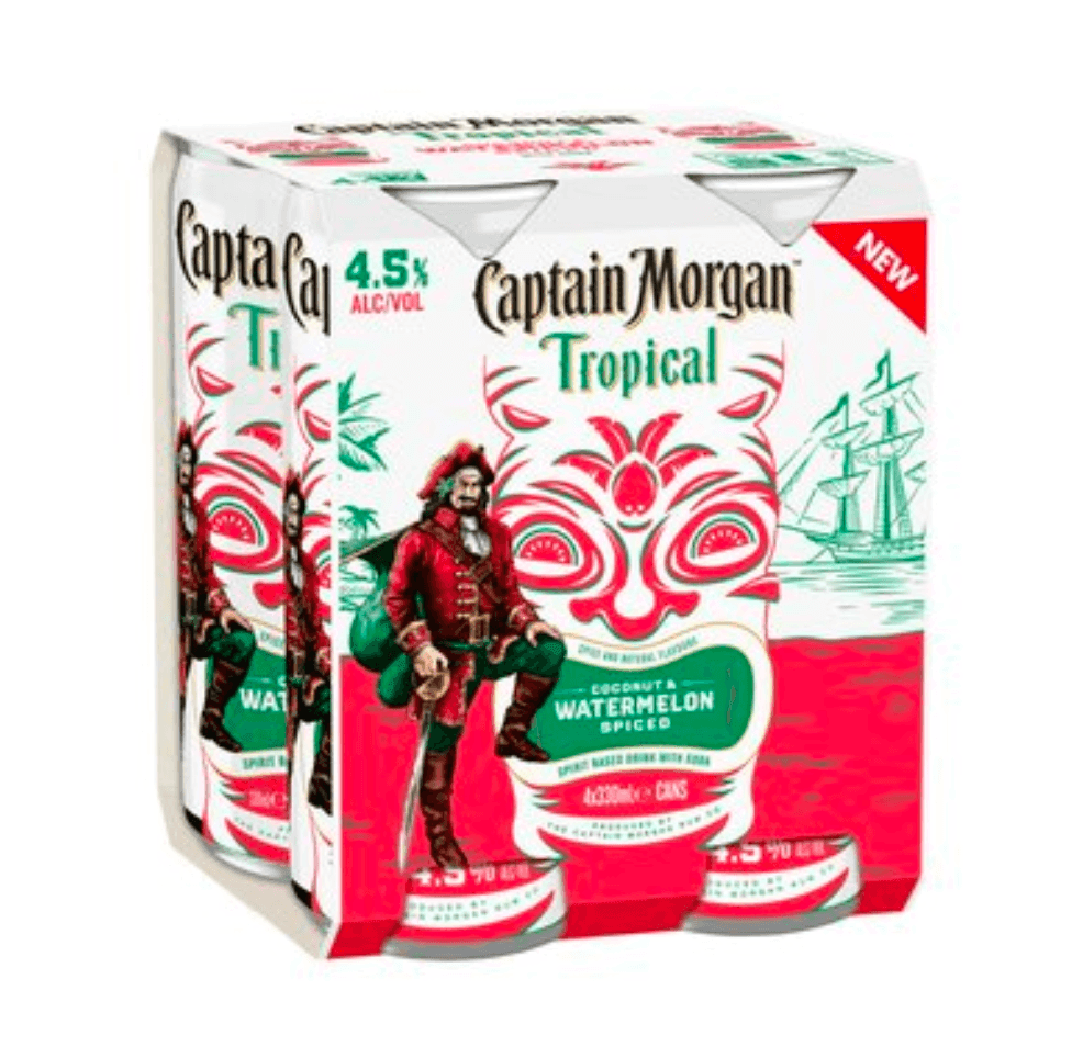 Captain Morgan Tropical Coconut & Watermelon Can 330mL - Harry's Liquor