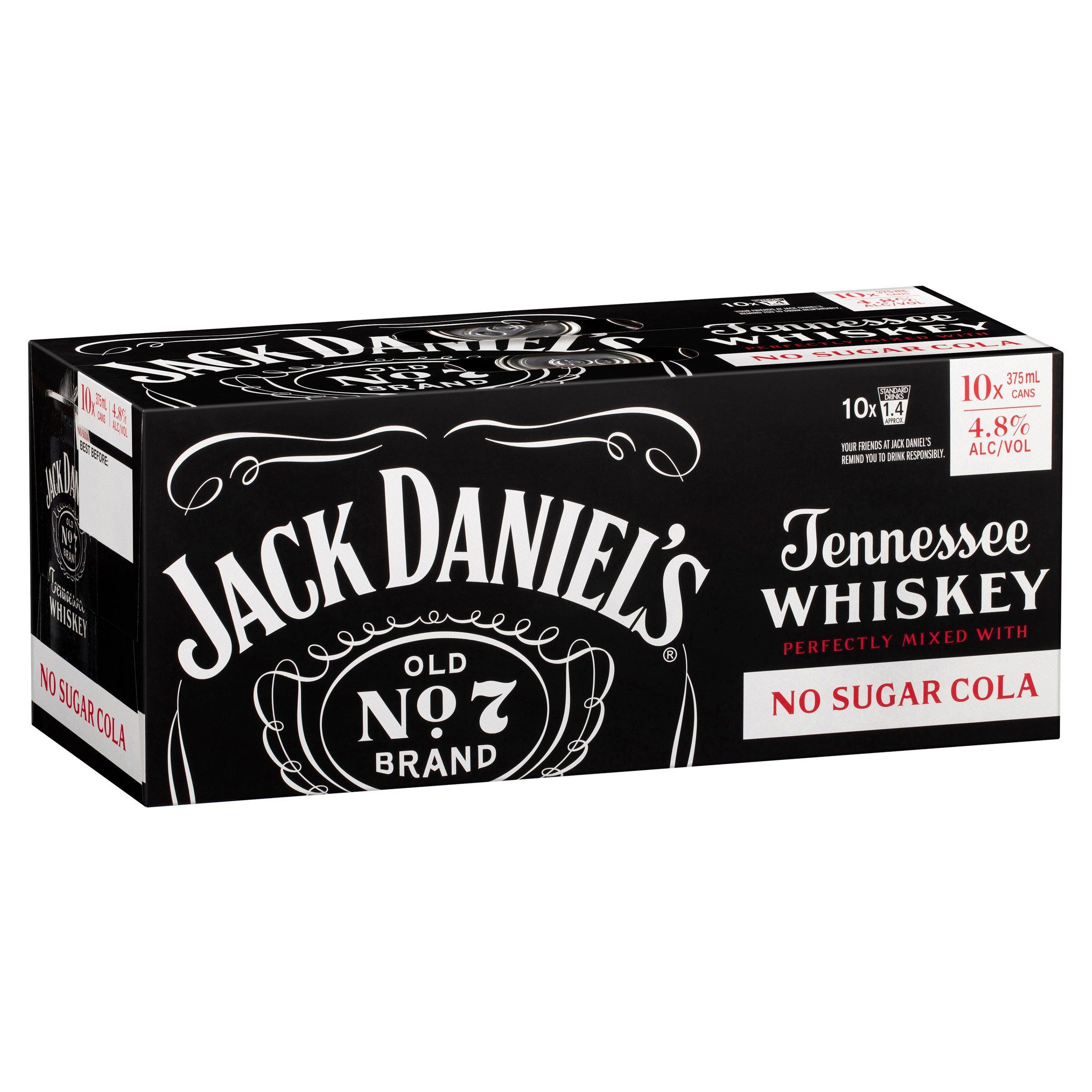 Jack Daniel's Tennessee Whiskey & No Sugar Cola 10 Pack Can 375mL - Harry's Liquor