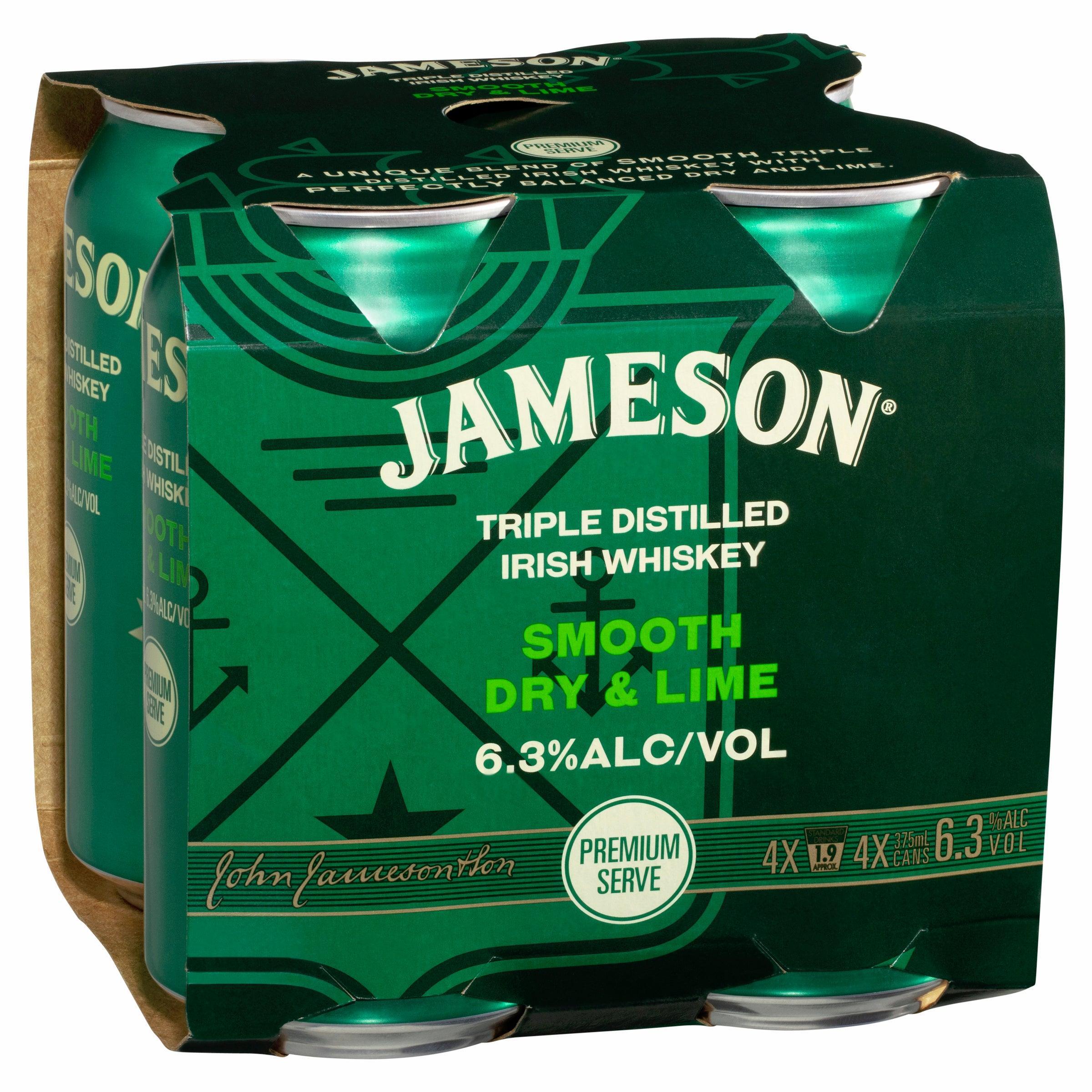 Jameson Irish Whiskey Smooth Dry & Lime 6.3% Can 375mL - Harry's Liquor