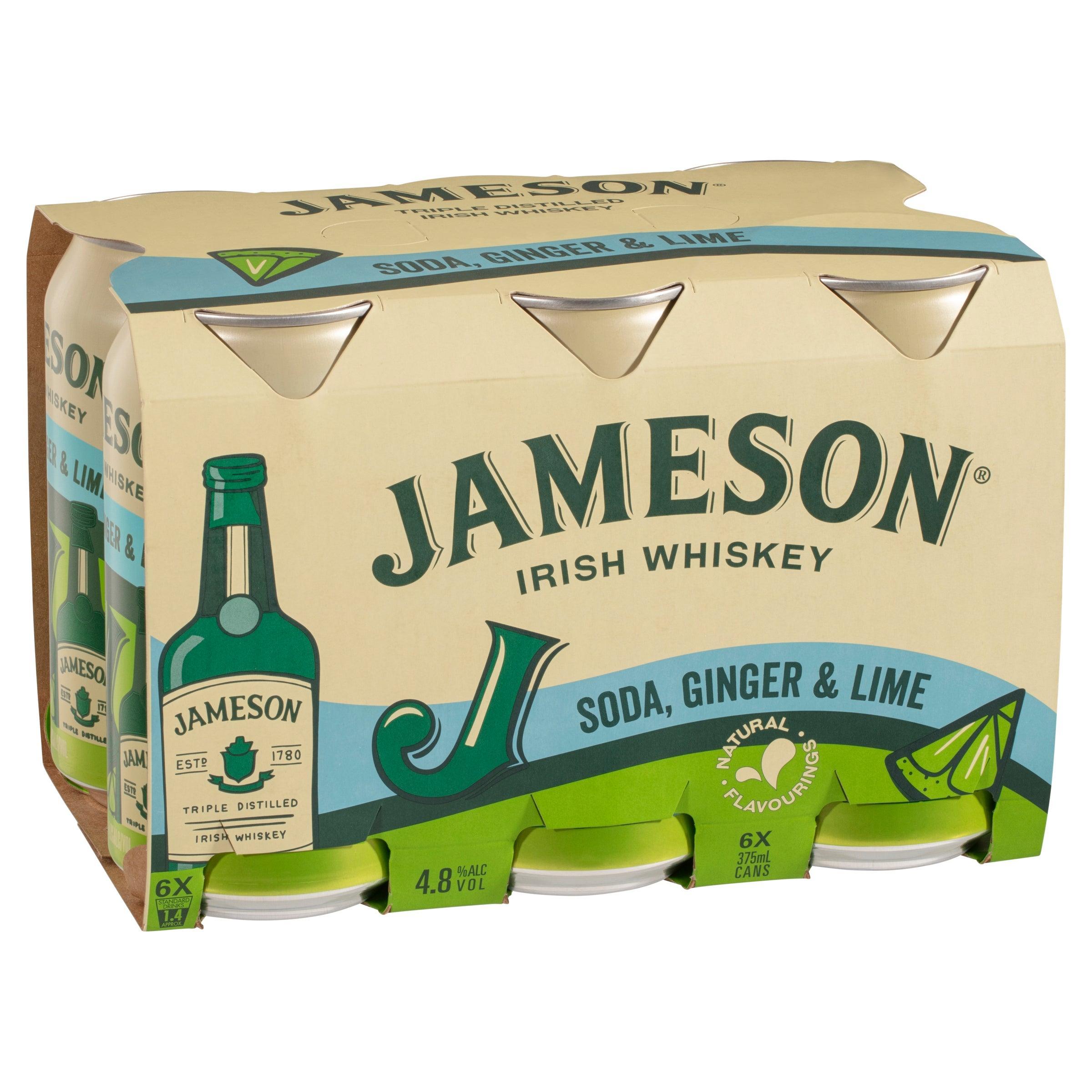 Jameson Irish Whiskey Soda Ginger & Lime Can 375mL - Harry's Liquor