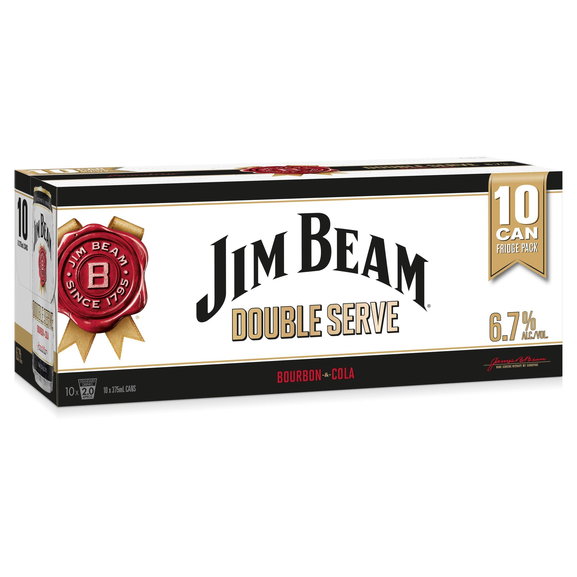 Jim Beam Double Serve & Cola 10 Pack 375mL - Harry's Liquor