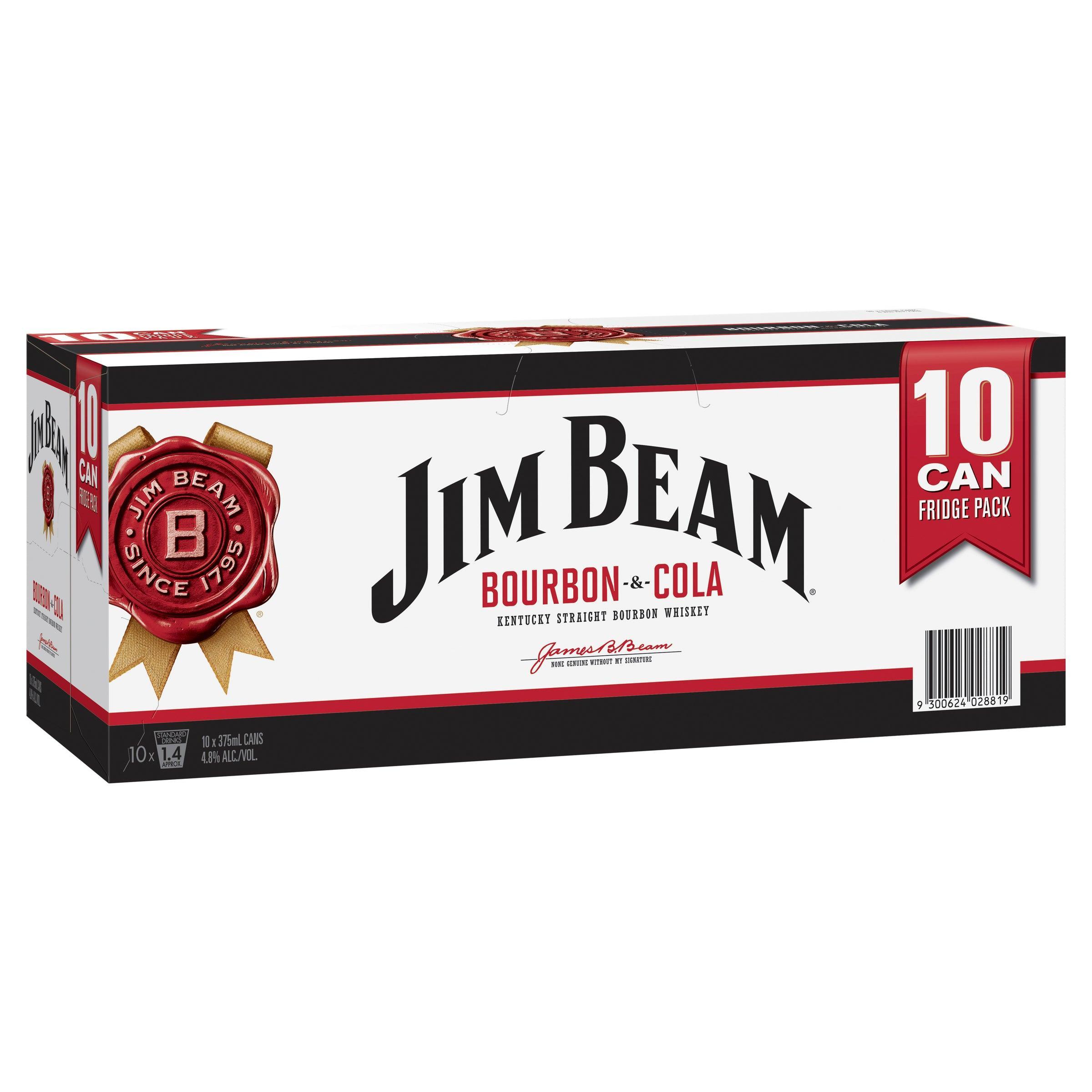 Jim Beam White Label Bourbon & Cola 10 Pack Can 375mL - Harry's Liquor